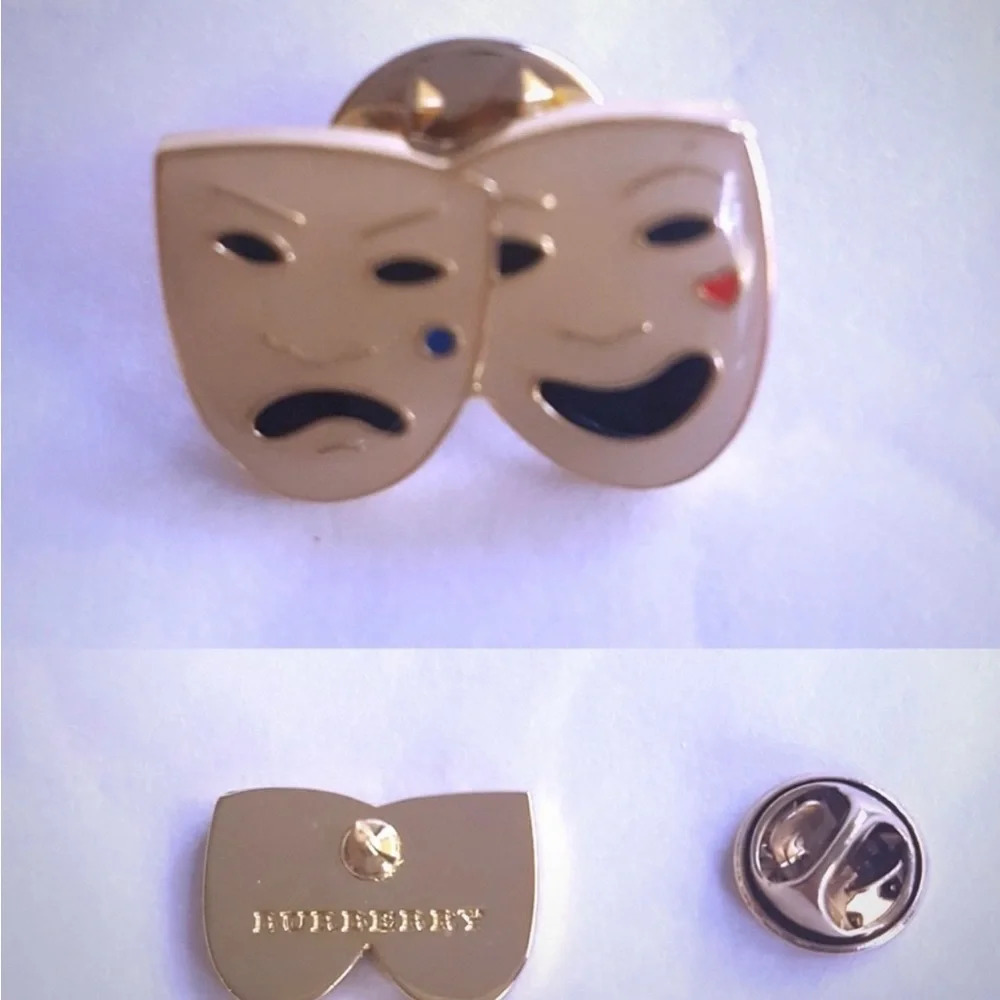 Burberry Theater Masks London enamel hat pin